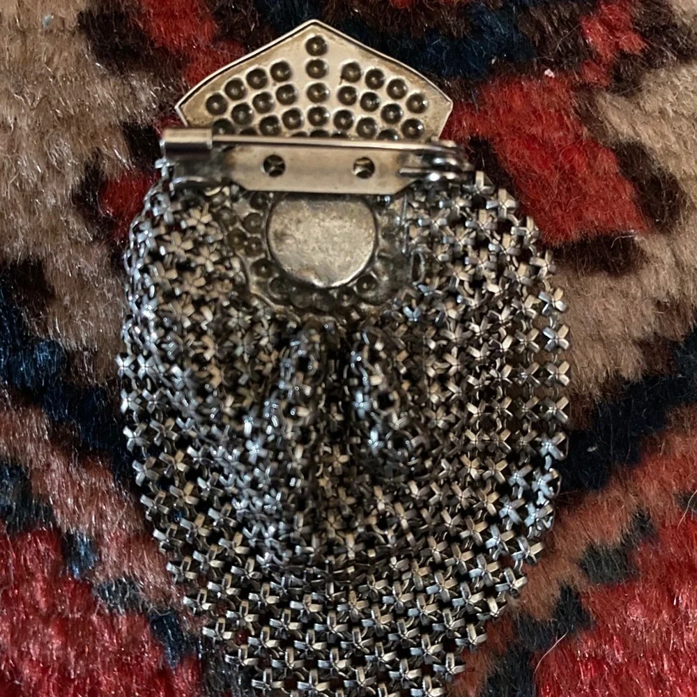 Vintage silver and onyx brooch